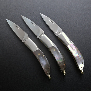 TONGYE 12c27 thép không gỉ gấp Pocket Knife Đen ốc xà cừ xử lý chiến thuật EDC DIY OEM răng cưa cạnh - Product Image 1
