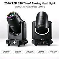Projecteur LED 3-en-1 200W, 13 motifs, focalisation linéaire, DMX, RGB, idéal pour mariages, bars, DJ, discothèques, événements scéniques
