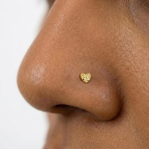 Anello da <span class=keywords><strong>naso</strong></span> a forma di cuore a L da 5 mm in ottone placcato <span class=keywords><strong>argento</strong></span>, alla moda, per donna, ideale per feste - Product Image 2