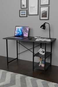 Mesa Plegable Portátil y Duradera con Estantes, Estructura Metálica, Tablero de Aglomerado, Ecológica, Espaciosa, Multifuncional, Ahorra Espacio - Product Image 2