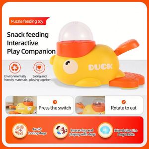 Distributeur automatique de nourriture pour animaux de compagnie en plastique en forme de canard pour chiens et chats - Distributeur interactif à alimentation lente avec entraînement IQ et conception anti-ingestion - Product Image 2
