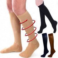 Chaussettes de sport unisexes respirantes anti-fatigue en tricot BD-S1101, chaussettes de compression unies, chaussettes de voyage décontractées, chaussettes hautes pour l'automne
