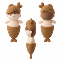 Poupée en peluche sirène endormie personnalisée avec queue de poisson, broderie de logo sur mesure