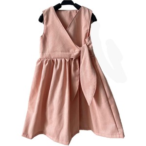 Vestito Estivo per Bambina in Lino e Cotone Senza Maniche - Abito Casual con Schiena a V e Gonna Plissettata - Product Image 4
