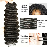 Extensions de cheveux humains brésiliens vierges à ondulations profondes, sans nœuds, pré-séparées, bouclées, à double trame, pour crochet et machine