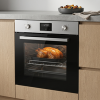 Four électrique multifonctionnel encastrable 66L en acier inoxydable avec verre trempé, contrôle mécanique du minuterie, pour cuisson domestique individuelle