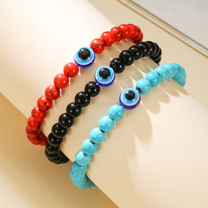 Turquoise Evil Eye <b>Beaded</b> <b>Bracelet</b> Set 3 Pack For <b>Men</b> Gift Jewelry - Product Image 1