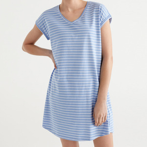Vestidos de algodón de manga corta con estampado a rayas para mujer, camisón Sexy suave, venta al <span class=keywords><strong>por</strong></span> mayor - Product Image 6