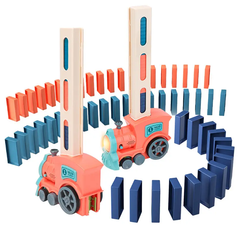 Khối xây dựng giáo dục cho trẻ em Domino tự động đặt đồ chơi cơ quan phản ứng chuỗi Xe lửa nhỏ