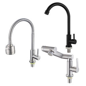 304 stainless steel single-cold <b>brushed</b> nickel-colored factory wholesale single-hole kitchen faucets - Product Image 2