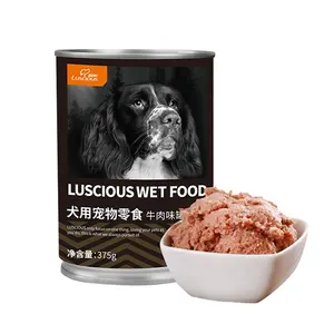 2023 China Factory 375g Healthy Wet Beef Flavor Pet Snack Canned Dog Food