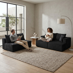 Sofá Seccional Modular en Forma de U, Sofá de Corduroy con Doble Chaise Longue, Asiento Profundo Extra Grande, Sofá Nube para Sala de Estar/Apartamento - Product Image 4