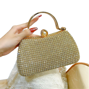 Pochette de soirée de luxe avec chaîne en perles et strass, fermeture magnétique, sac à main en polyester tendance pour femmes - Product Image 2