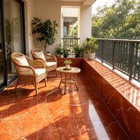 Dalles de marbre naturel de grande taille, pierre rouge polie, résistantes aux taches, entretien facile pour la décoration intérieure des villas et des hôtels