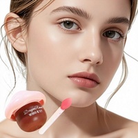 Baume à lèvres hydratant teinté rose saveur cerise pour femme avec motif champignon mignon, taille standard