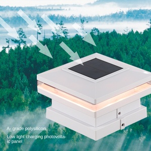 Capuchon solaire blanc pour clôture extérieure avec lampe à colonne solaire est utilisé pour l'éclairage LED de décoration de jardin de cour de pont. - Product Image 3