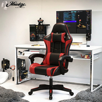 Chaise de jeu pour ordinateur en cuir PU, extensible, avec massage, repose-pieds, ergonomique, pivotante, en stock