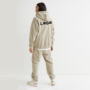 Ensemble sweat à capuche et pantalon de survêtement grande taille pour homme, personnalisable avec logo brodé ou imprimé en relief, en coton/polyester tissé, pour l'hiver – Vente en gros - Product Image 2