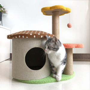 Floral Cat Tree 2 <b>Levels</b> Sisal Covered <b>Posts</b> Durable Indoor Cute Style for Cats - Product Image 2
