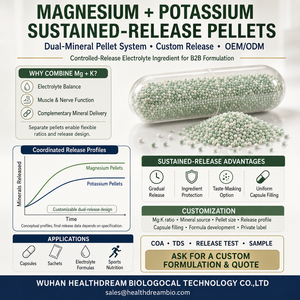 Capsules de micro-pellets de magnésium et de potassium personnalisées, formule de supplément minéral à libération prolongée - Product Image 1