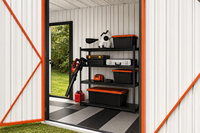 Abri de jardin en acier 6x4 pieds, abri métallique extérieur avec plancher et portes doubles verrouillables