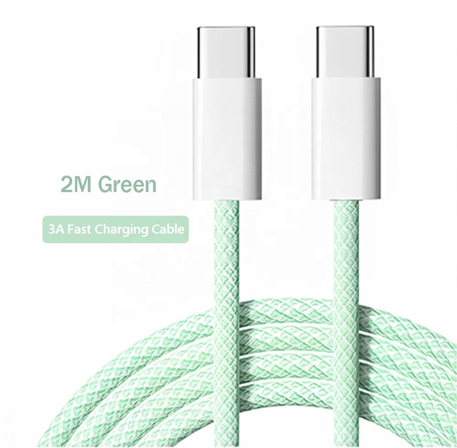 HNT 2M 60W 3A Fast Charging USB Type-C to C Cable High Speed Data Transfer Nylon Braided Cable for iPhone 15 Series Mobile Phone