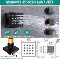 14x20 pouces luxe noir montage au plafond LED pluie Double pluie pommeaux de douche salle de bain système de douche thermostatique ensemble de luminaires
