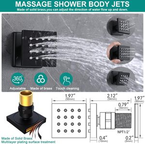 14x20 pollici di lusso nero soffitto montaggio LED pioggia <span class=keywords><strong>doppio</strong></span> pioggia soffioni <span class=keywords><strong>doccia</strong></span> bagno termostatico sistema <span class=keywords><strong>doccia</strong></span> Set infissi - Product Image 5