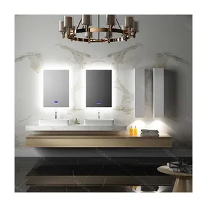 2020 modern luxury novo design em madeira de nogueira preta grão de madeira moderna luxuosa casa de banho vaidade com pia dupla