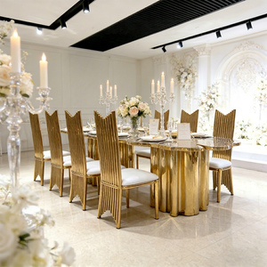 Muebles para Bodas, Mesa de Comedor de Acero Inoxidable, Mesa Dorada para Eventos y Banquetes de Hotel - Product Image 1