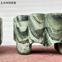 Ensemble de tables basses en marbre vert Shangrila de Landerstore, table basse en marbre, design ondulé pour salon