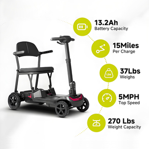 Scooter de Movilidad Plegable Ultraligero de 16 kg con 4 Ruedas, Portátil para Viajes, para Adultos, DYFWMS-004, Ultraligero, Solo 16 kg - Product Image 4
