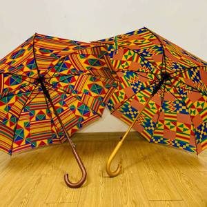 Dernier design africain motif imprimé parapluie <span class=keywords><strong>8</strong></span> os semi-automatique droit suspendu imperméable africain ankara parapluie - Product Image 2
