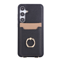 Béquille en anneau avec porte-cartes pour samsung S25 Ultra S24 Plus S23 FE S22 coques de téléphone lanière à bandoulière