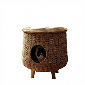 Modern Solid Breathable Cat <b>Bed</b> <b>Cave</b> with Rattan Wood for Living Room-Summer & Winter Use - Product Image 3