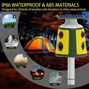 Répulsif Solaire Ultrasonique 360 Degrés SAIJZEK en Gros pour Animaux : Oiseaux, Chiens, Chats, Singes, Cerfs, Souris - Product Image 4