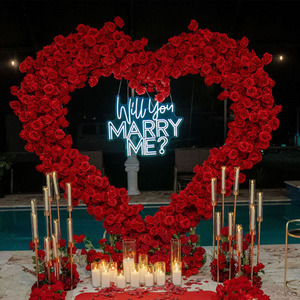 Arc de fleur en forme de coeur artificiel de mariage HI-HFA128 arc d'amour de mariage toile de fond fleurs arc de fleur en forme de coeur d'amour blanc - Product Image 2