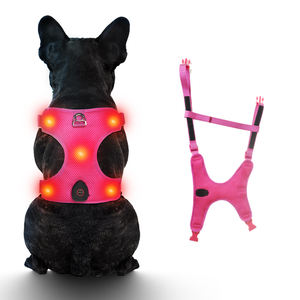 Arnés de chaleco para perro <span class=keywords><strong>LED</strong></span> recargable por USB <span class=keywords><strong>Collar</strong></span> ajustable impermeable para mascotas con luces intermitentes brillantes patrón sólido - Product Image 2