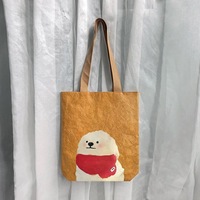 OEM personalizado al por mayor lavado compras lavable Tote Dupont bolsas de papel Kraft reciclado marrón impermeable portátil bolso de hombro