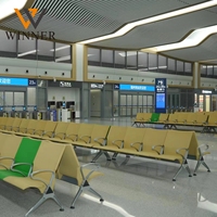 Chaise d'attente pour passagers en aluminium, 3/4 places, en cuir PU, en fer, pour les espaces publics, chaise de rangée pour aéroport, hôpital, clinique, avec un design moderne