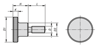 Vis à molette moletée en acier inoxydable KIPP K0140 DIN464, finition brillante, réglage rapide sans outil