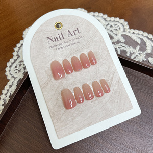 30 piezas de uñas postizas terminadas usable forma ovalada corta degradado Simple Rosa desnudo desmontable reutilizable - Product Image 4