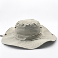 Chapeau Bob Personnalisé Brodé, Chapeau de Safari à Large Bord Anti-UV avec Sangle Mentonnière pour la Pêche, la Randonnée et le Camping