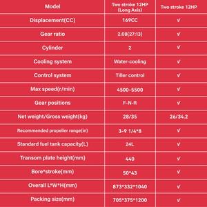 محرك قارب خارجي بقوة 12 حصان ثنائي الشوط مبرد بالماء للصيد والزوارق واليخوت ورحلات مشاهدة المعالم السياحية مصنوع من الألومنيوم - Product Image 3