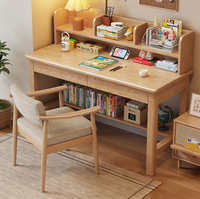 Bureau d'étude en bois massif avec étagère et bibliothèque, table d'écriture pour enfants, bureau informatique pour la maison, vente en gros pour chambre et appartement