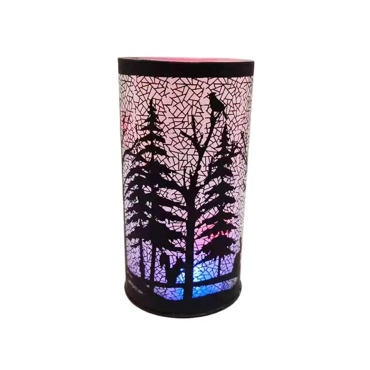 Wholesale Laser Logo Customized Pattern Black Glass Cylinder Tubes Table Glass Lamp Cover for Christmas Desk Lights