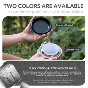 Couvercle de casserole en acier inoxydable Campingmoon - Noir et argent, couvercle multifonctionnel pour bols, tasses et cuiseurs vapeur de camping - Product Image 2
