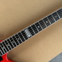 Gitar Listrik Merah Custom, Body Mahoni, Leher Maple, 6 Senar Baja, Kotak Busa, Buatan China dengan Bendera, Tersedia, Wash~bun