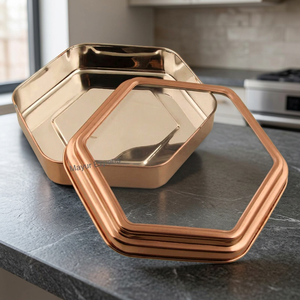 Stainless Steel Hexagonal Canister with Copper Finish Eco-Friendly Airtight Lid for <b>Pantry</b> Spice Storage Available Bulk Sale - Product Image 3