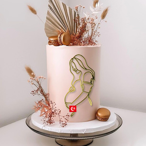 Vente chaude femme enceinte or acrylique gâteau Topper maman à être bébé douche célébration bienvenue bébé fête gâteau accessoires - Product Image 2